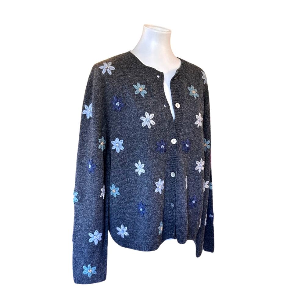 Vintage Carroll Reed embroidered wool cardigan